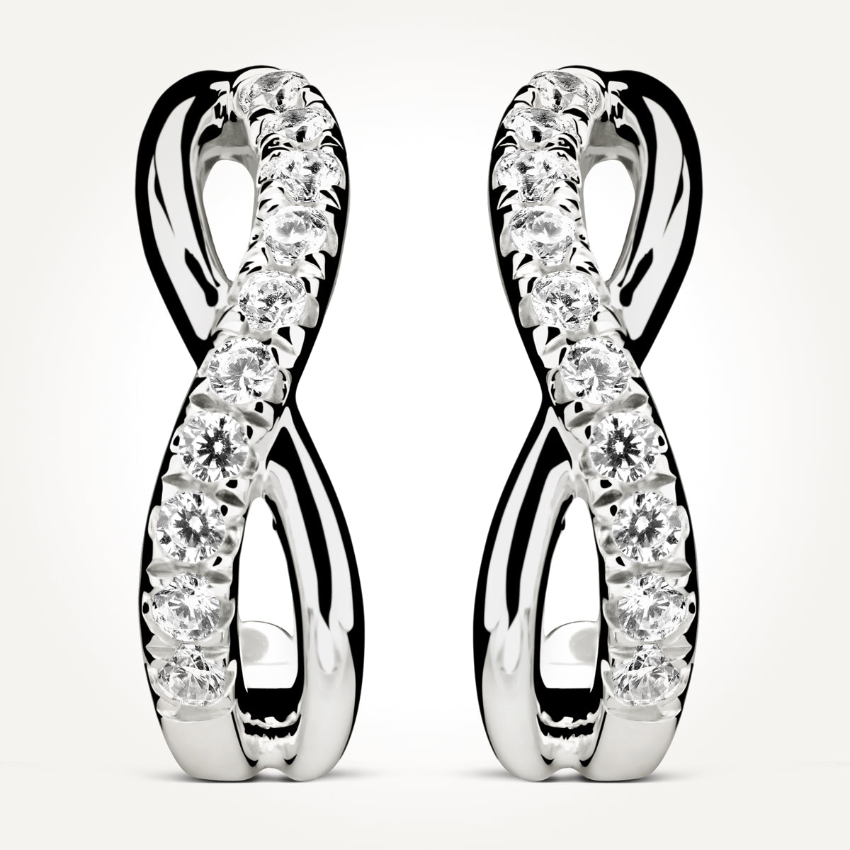 14KT White Gold Twist Half Hoop Earrings 0.22 CT. T.W.