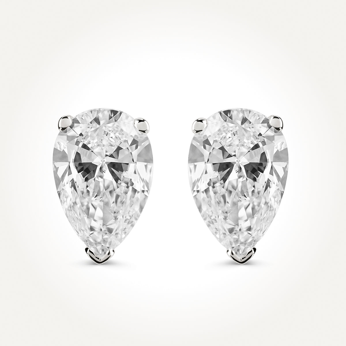 14KT White Gold Pear Stud Earrings