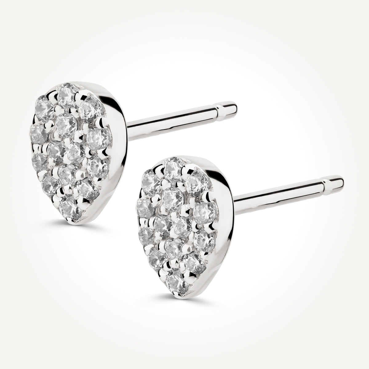14KT White Gold Pear Cluster Earrings 0.096 CT. T.W.