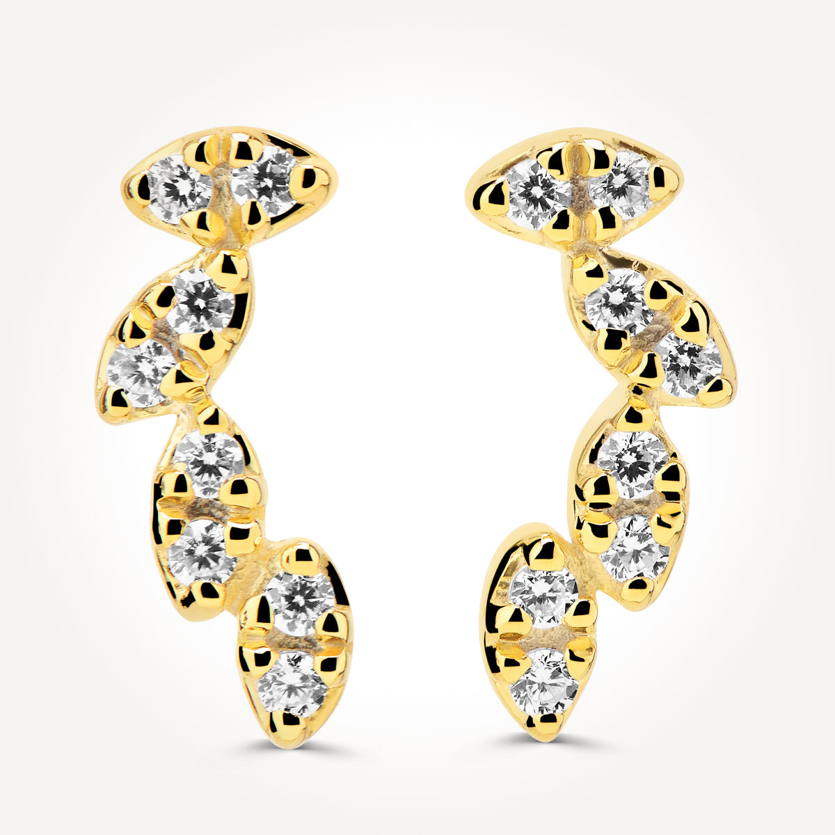 14KT Yellow Gold Marquise Ear Climber Earrings