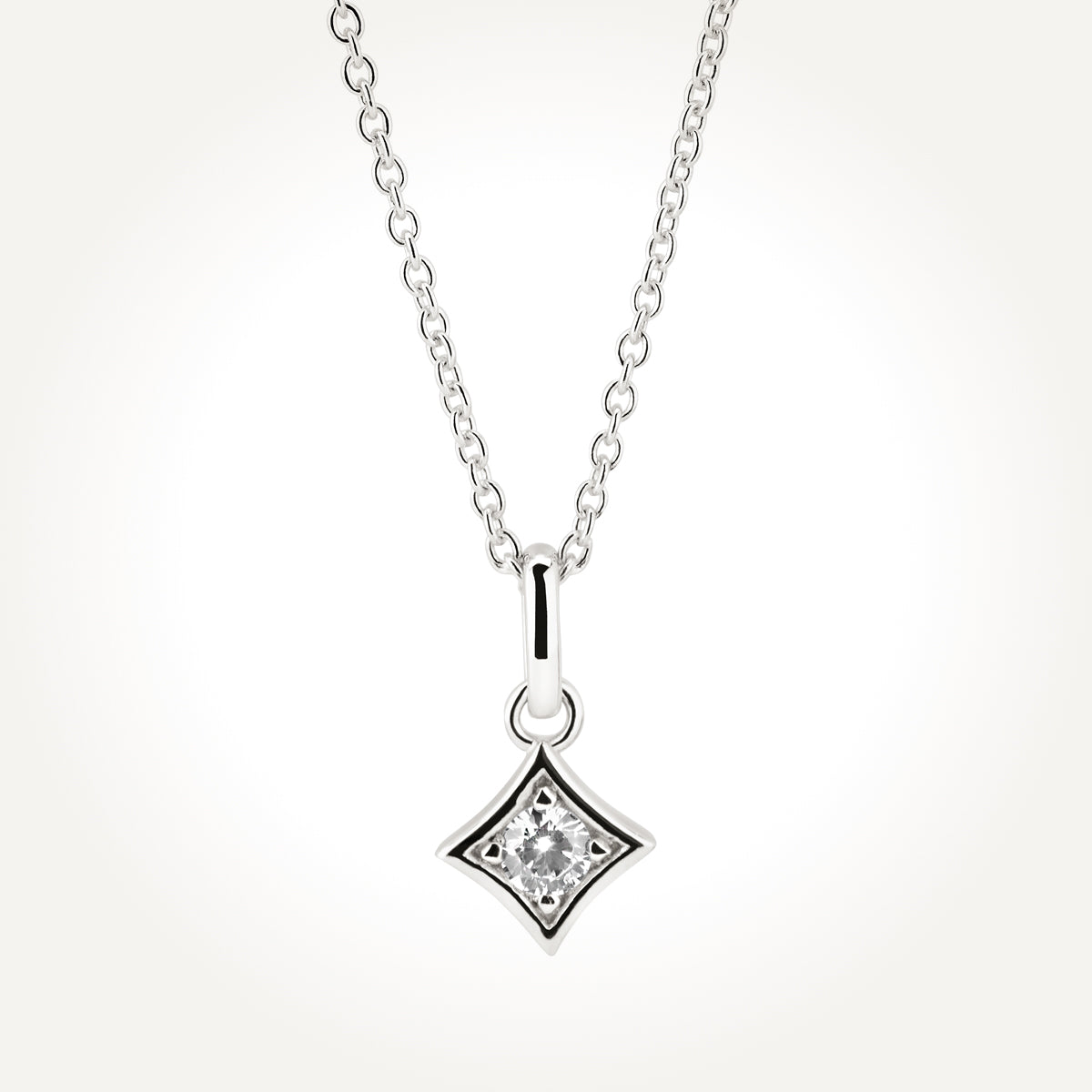 14KT White Gold Princess Diamond Necklace