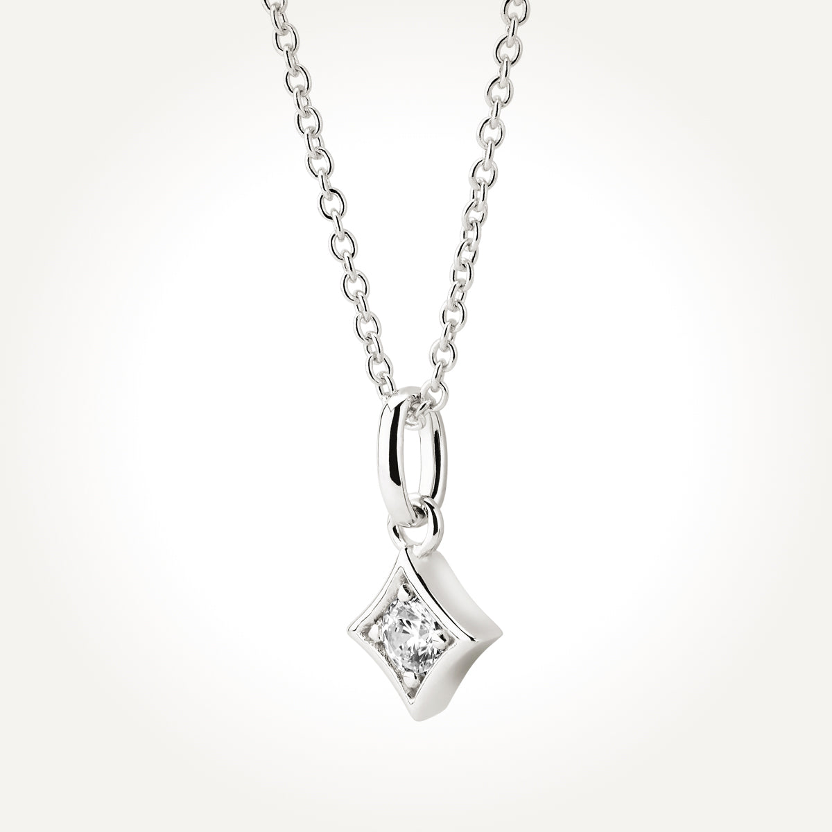 14KT White Gold Princess Diamond Necklace