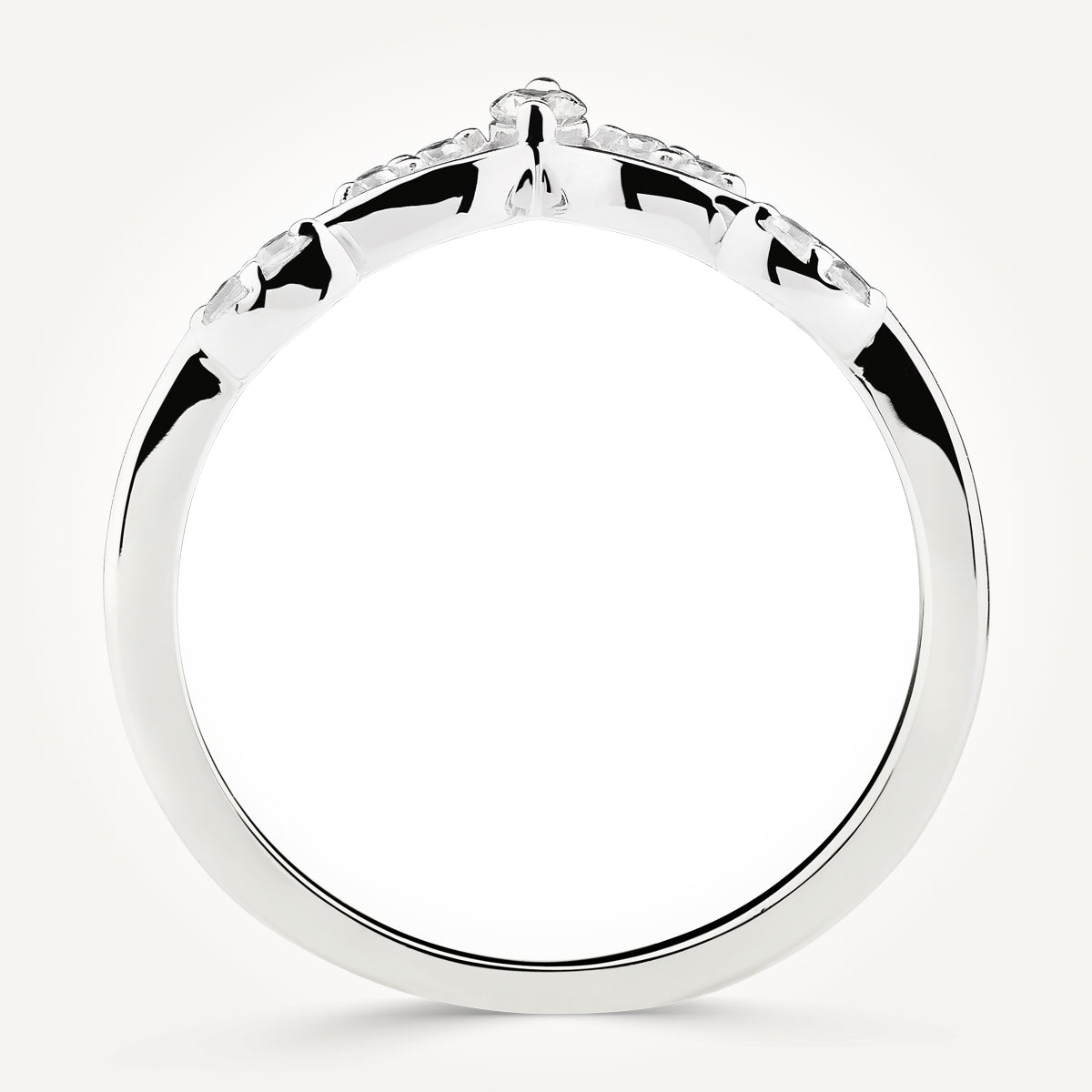 10KT White Gold Diamond Chevron Ring