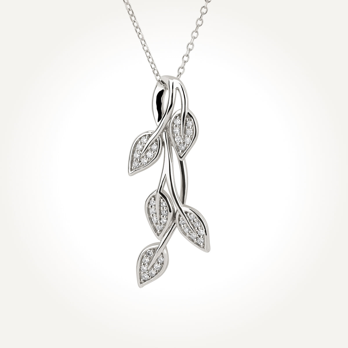 14KT White Gold Cascading Vine Necklace