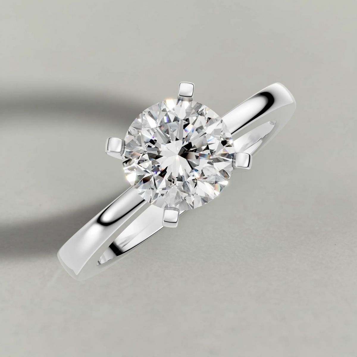 Floral Prong Solitaire Engagement Ring (2669) in Platinum from top 3/4 angle