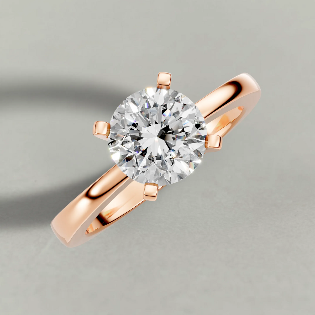 Floral Prong Solitaire Engagement Ring (2669) in Rose Gold from top 3/4 angle