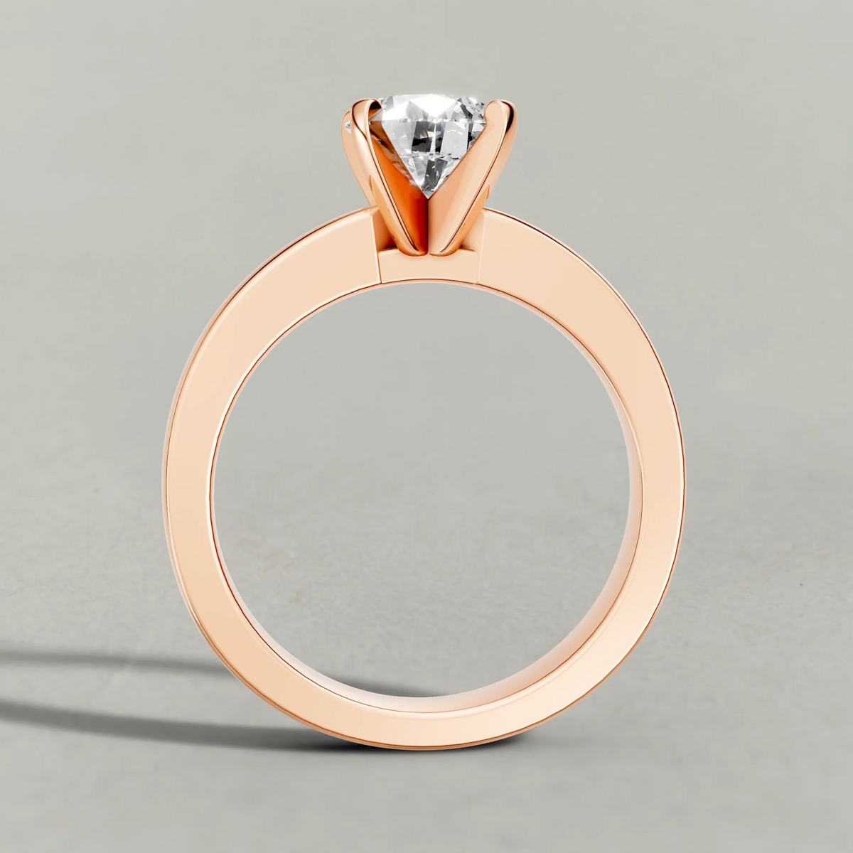 Floral Prong Solitaire Engagement Ring (2669) in Rose Gold from front angle