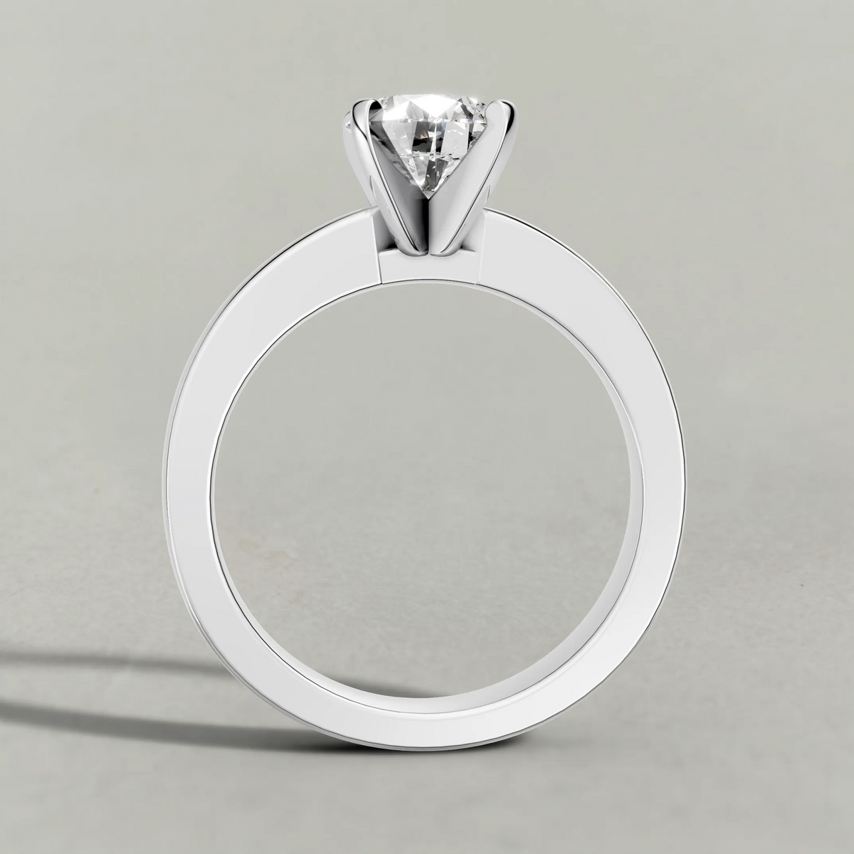 Floral Prong Solitaire Engagement Ring (2669) in White Gold from front angle
