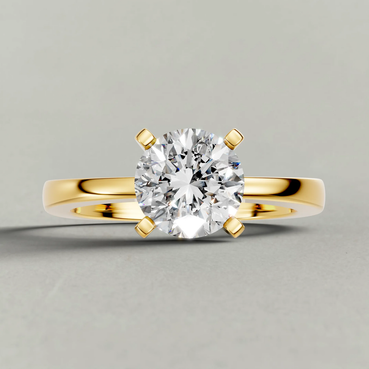 Floral Prong Solitaire Engagement Ring (2669) in Yellow Gold zoomed in on diamond