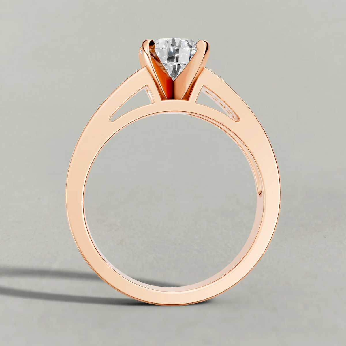 Channel-Set Split-Shank Engagement Ring (2800) in Rose Gold from front angle