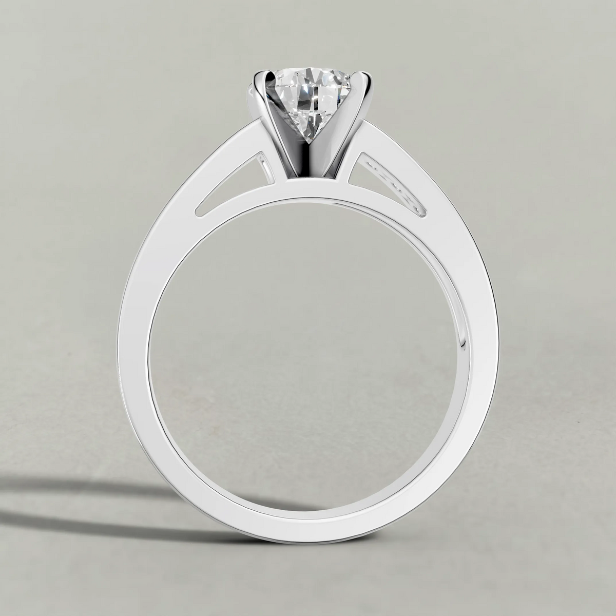 Channel-Set Split-Shank Engagement Ring (2800) in White Gold from front angle