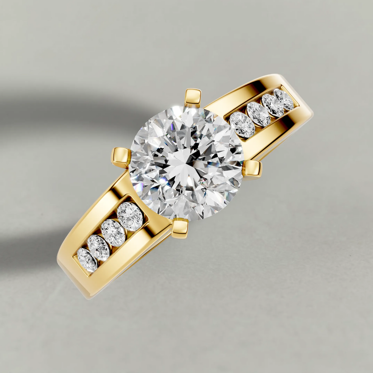 Channel-Set Split-Shank Engagement Ring (2800) in Yellow Gold from top 3/4 angle
