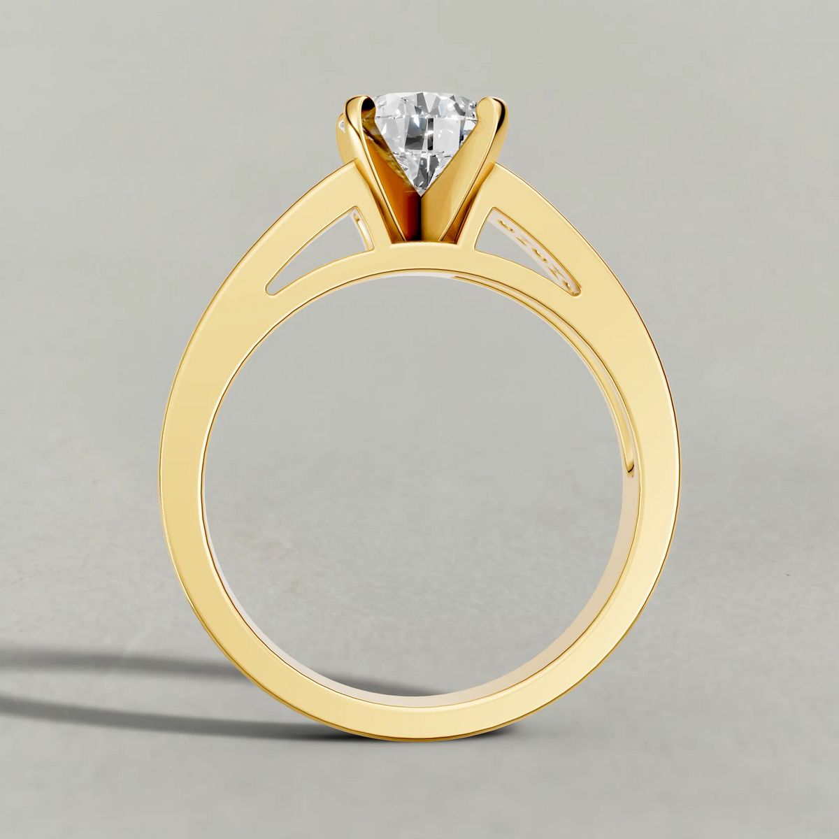 Channel-Set Split-Shank Engagement Ring (2800) in Yellow Gold from front angle