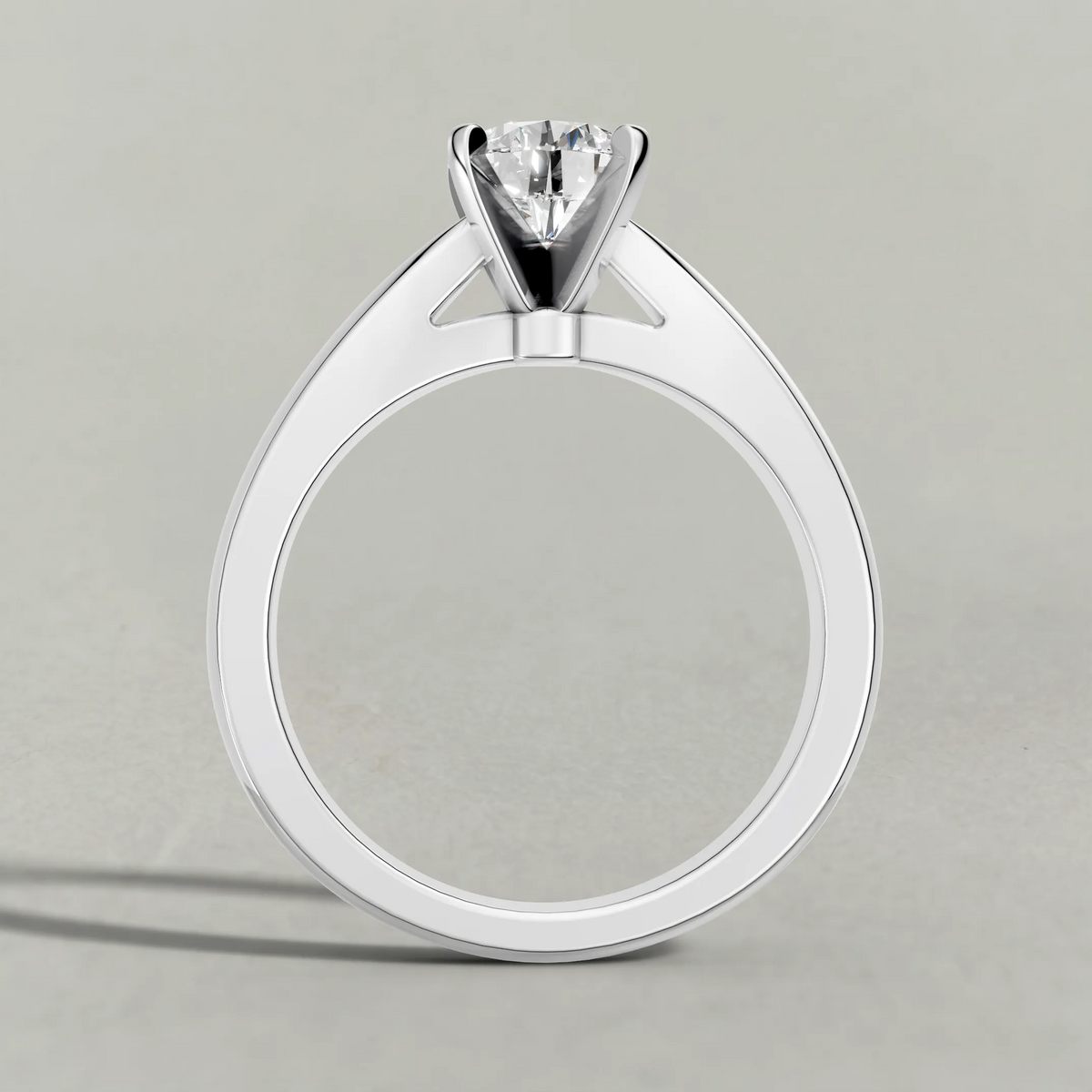 Sculpted Shoulder Solitaire Engagement Ring (2878) in Platinum from front angle