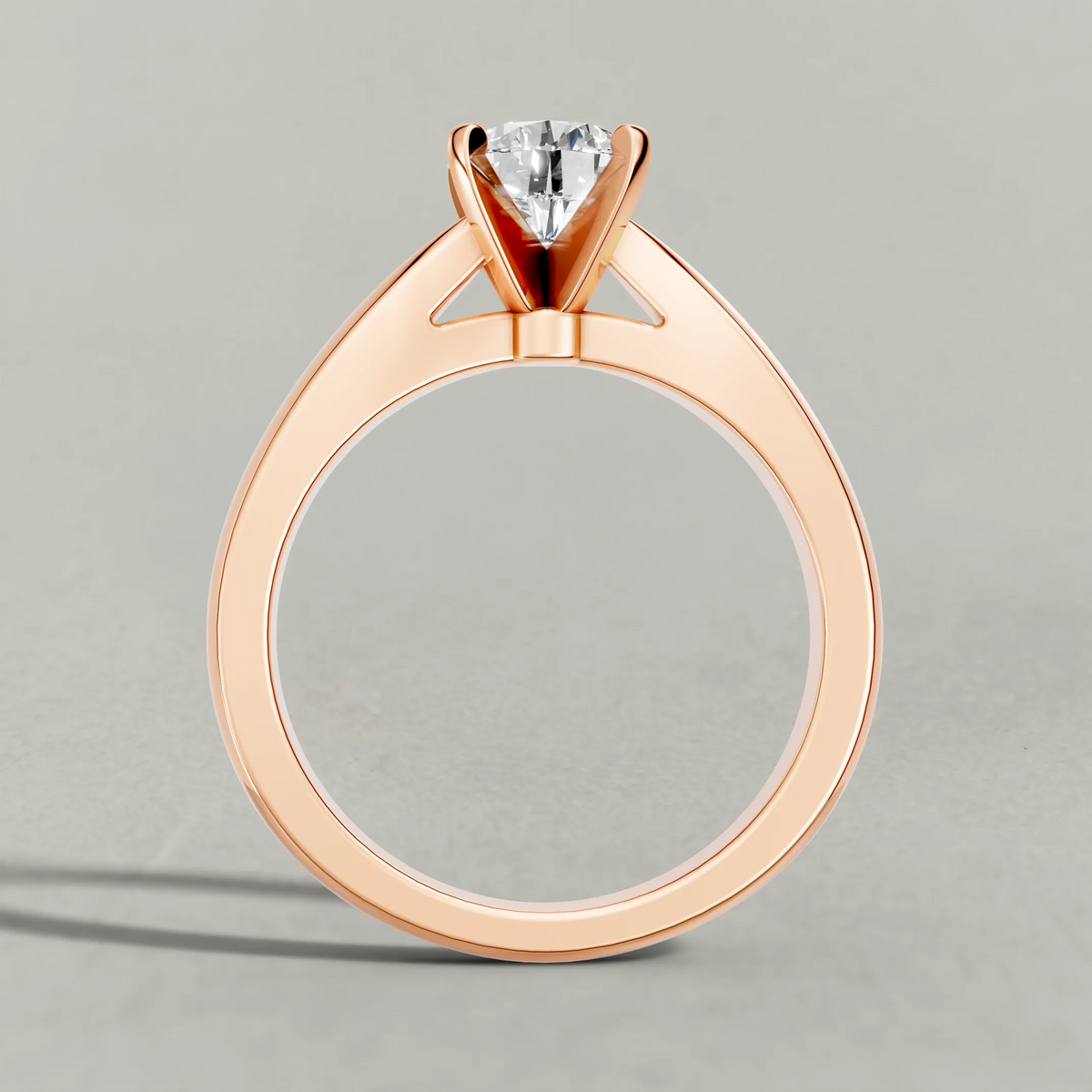 Sculpted Shoulder Solitaire Engagement Ring (2878) in Rose Gold from front angle