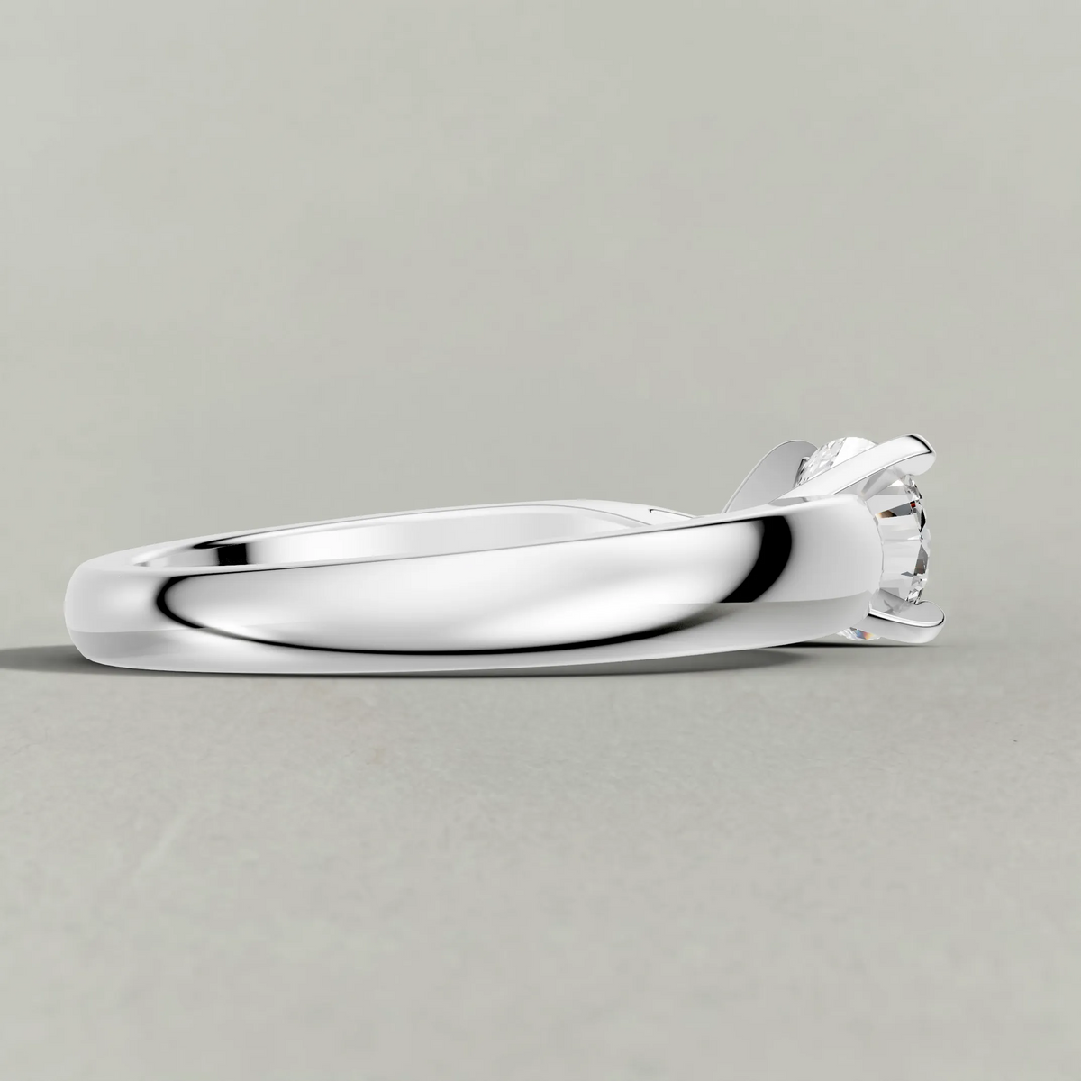 Sculpted Shoulder Solitaire Engagement Ring (2878) in White Gold from back angle