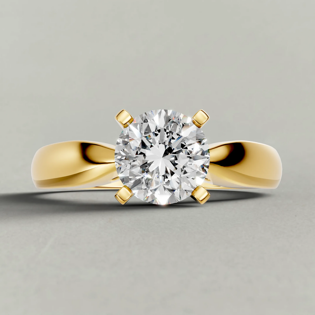 Sculpted Shoulder Solitaire Engagement Ring (2878) in Yellow Gold zoomed in on diamond