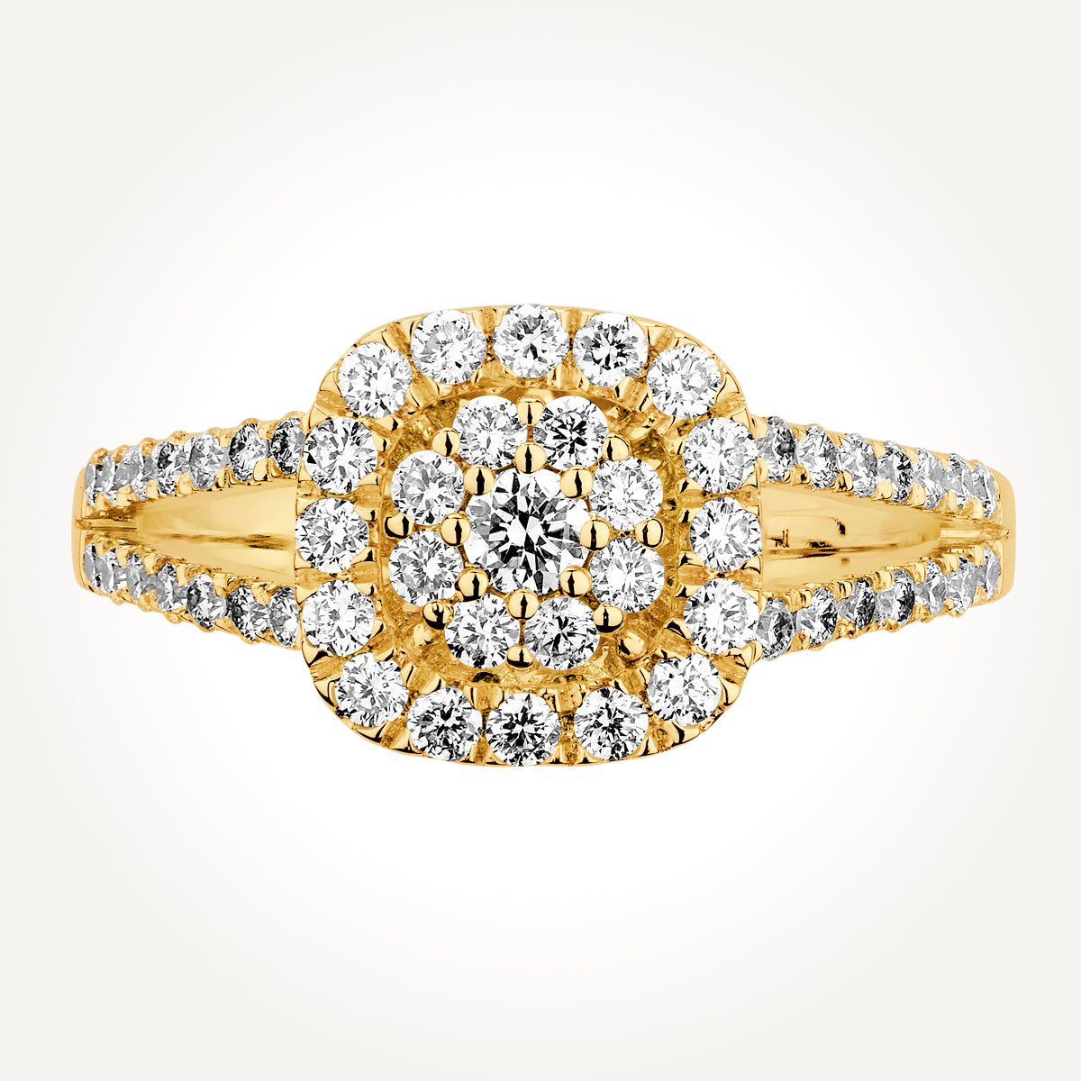 14KT White Gold Flower Cushion Halo Ring