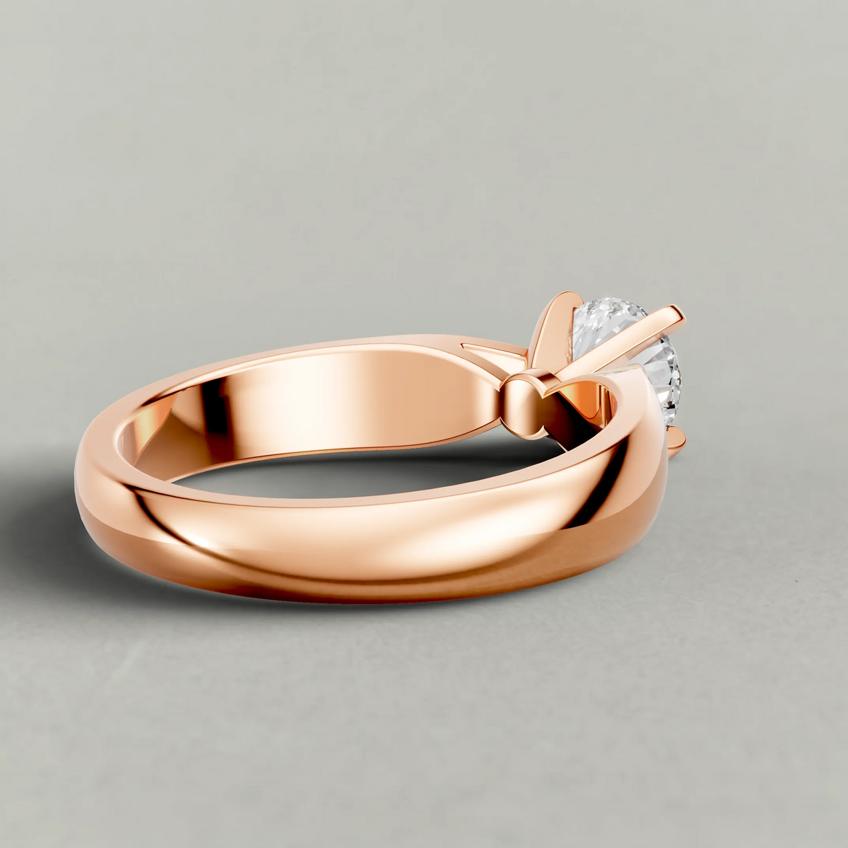 Sweeping Cathedral Solitaire Engagement Ring (3305) in Rose Gold from back angle