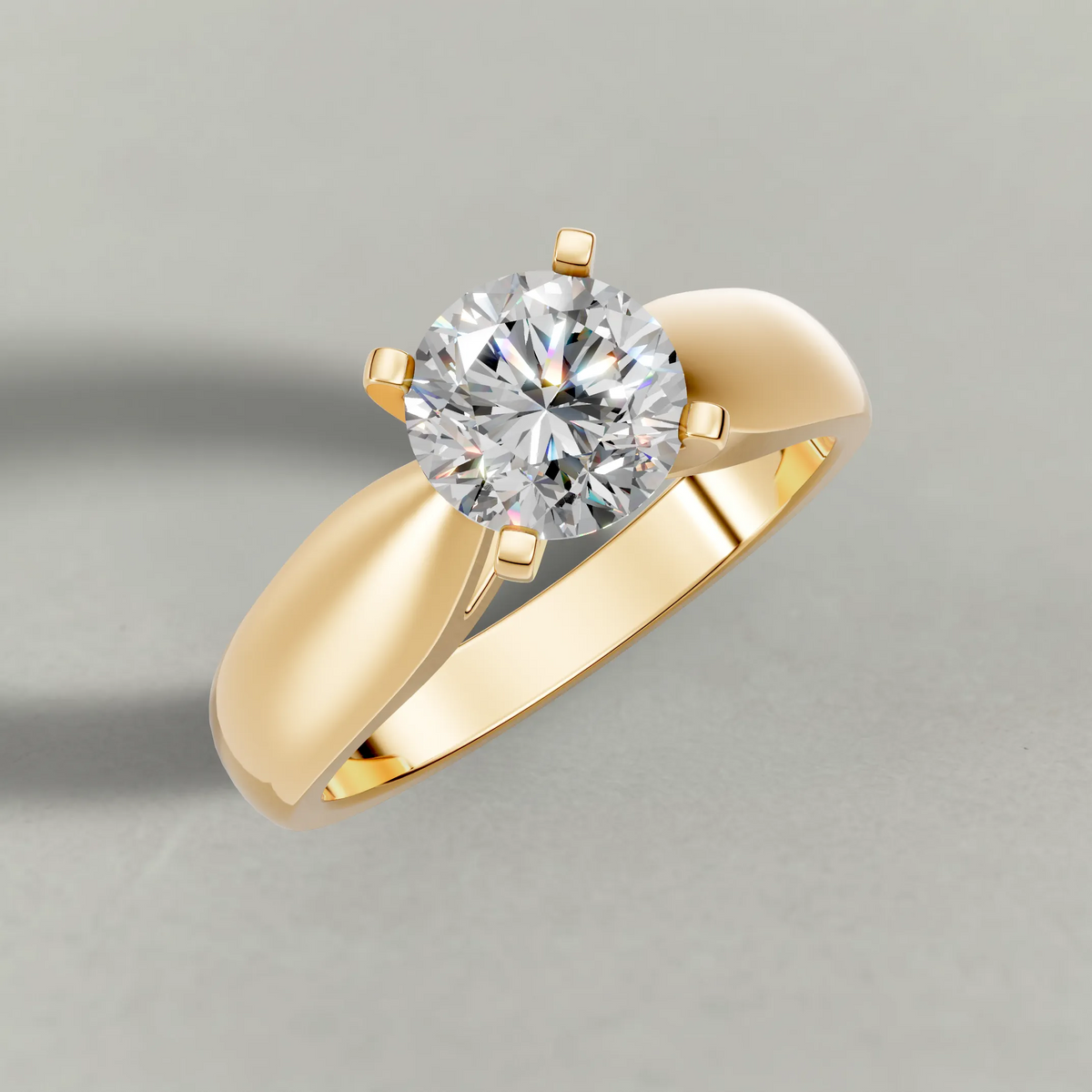 Sweeping Cathedral Solitaire Engagement Ring (3305) in Yellow Gold from top 3/4 angle