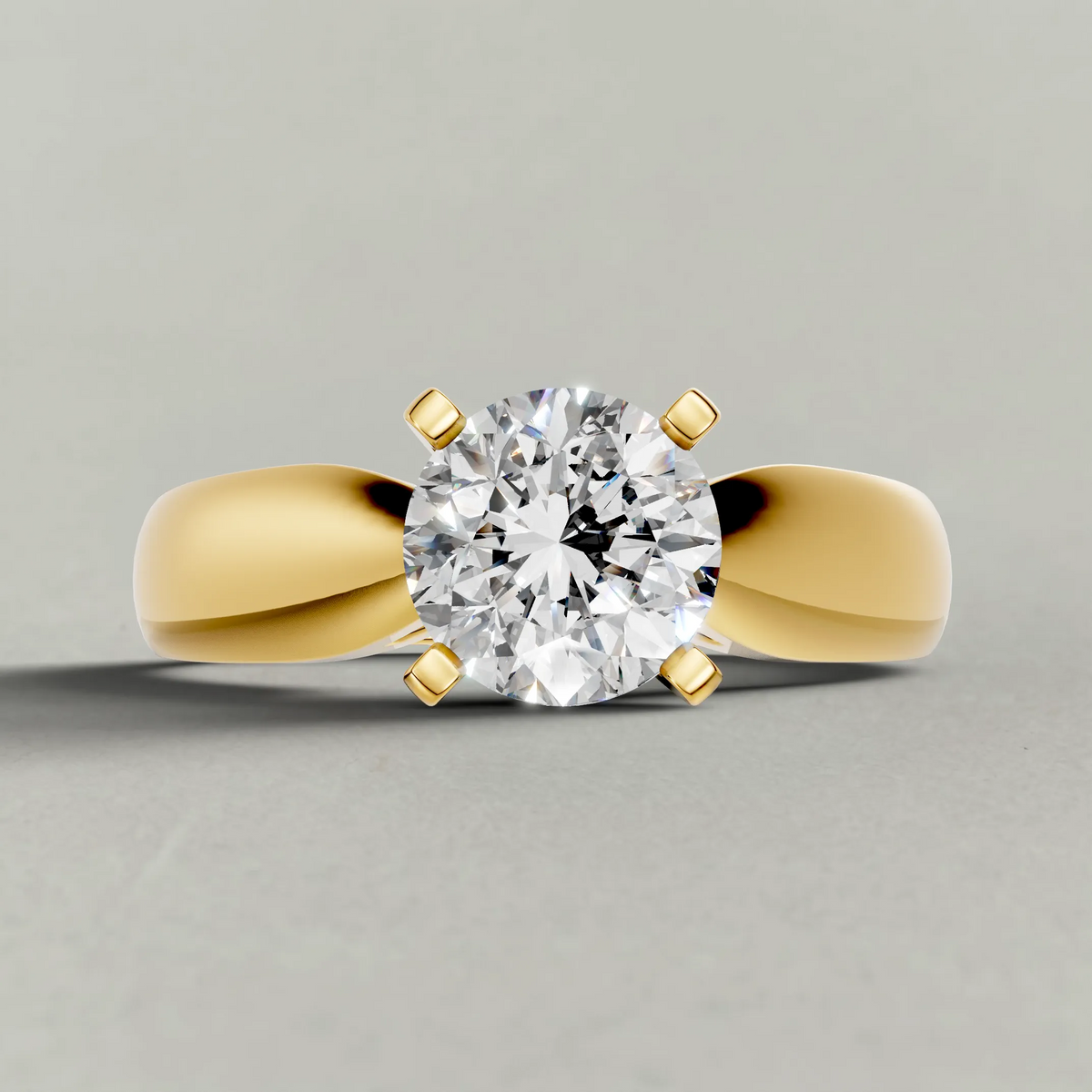 Sweeping Cathedral Solitaire Engagement Ring (3305) in Yellow Gold zoomed in on diamond
