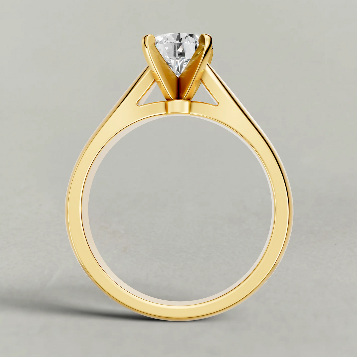 Sweeping Cathedral Solitaire Engagement Ring (3305) in Yellow Gold from front angle