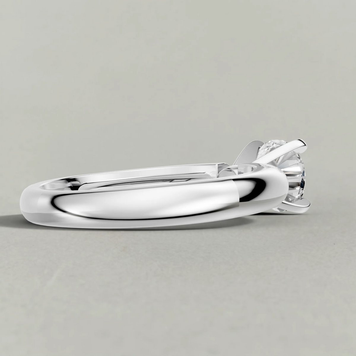 Wide Tapered Solitaire Engagement Ring (3808) in White Gold from back angle