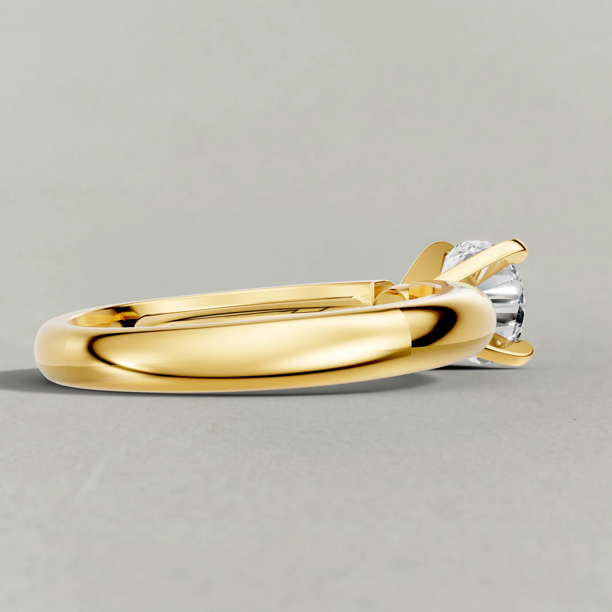 Wide Tapered Solitaire Engagement Ring (3808) in Yellow Gold from back angle