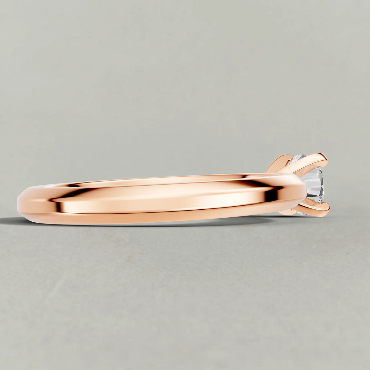Slim Tapered Solitaire Engagement Ring (3840) in Rose Gold from back angle
