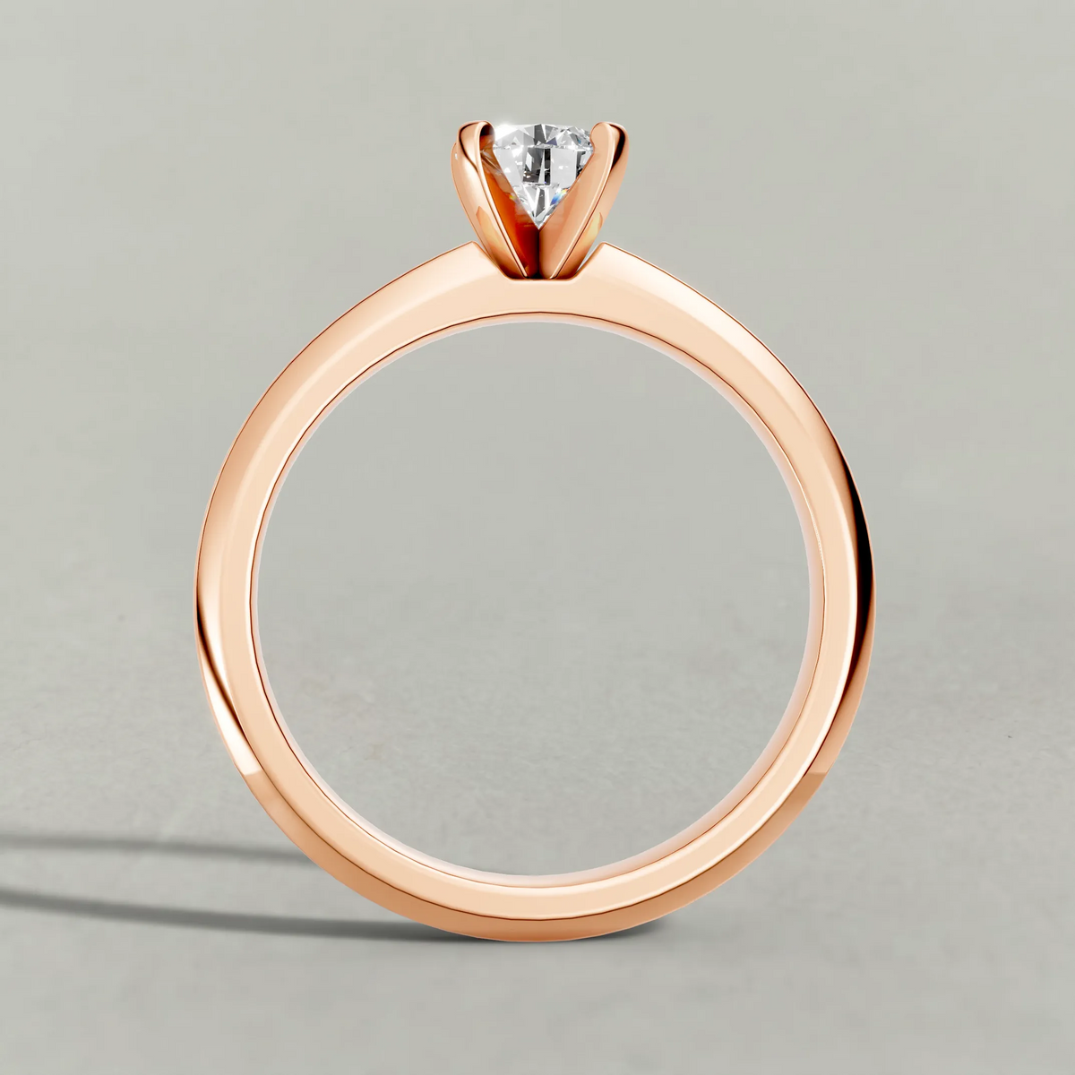 Slim Tapered Solitaire Engagement Ring (3840) in Rose Gold from front angle