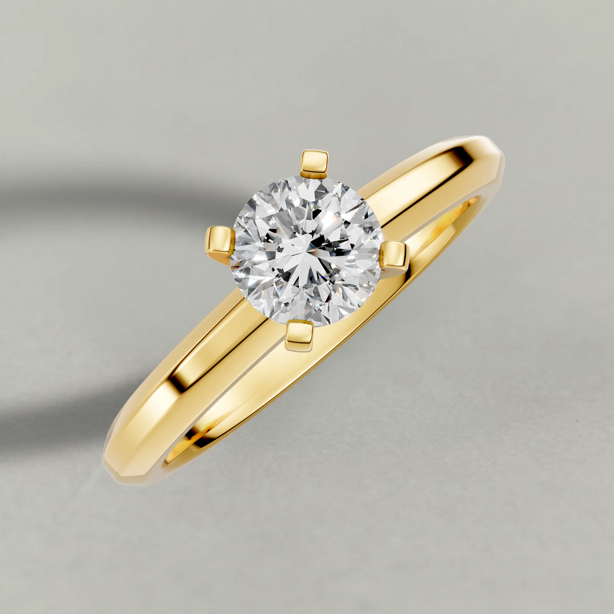 Slim Tapered Solitaire Engagement Ring (3840) in Yellow Gold from top 3/4 angle