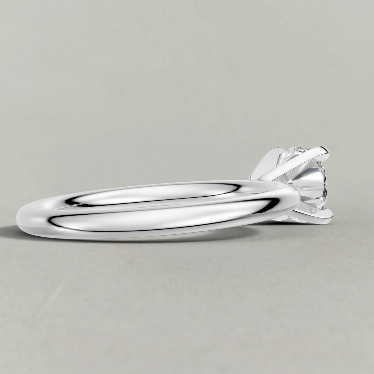 Petite Basket Solitaire Engagement Ring (3905) in Platinum from back angle
