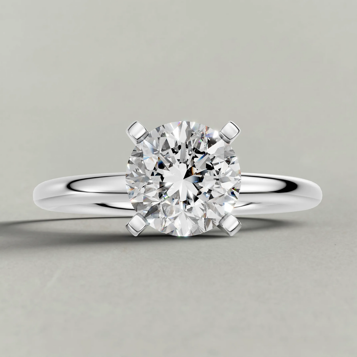 Petite Basket Solitaire Engagement Ring (3905) in Platinum zoomed in on diamond
