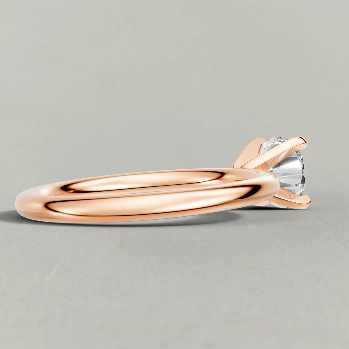 Petite Basket Solitaire Engagement Ring (3905) in Rose Gold from back angle