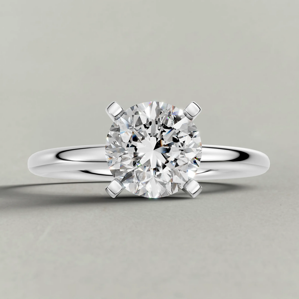 Petite Basket Solitaire Engagement Ring (3905) in White Gold zoomed in on diamond