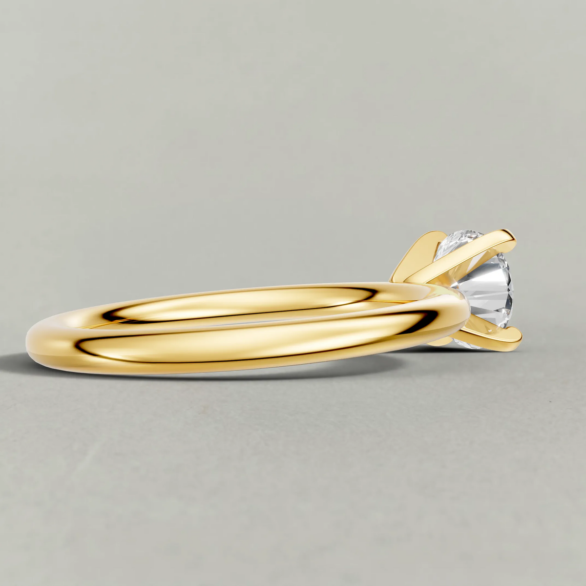 Petite Basket Solitaire Engagement Ring (3905) in Yellow Gold from back angle