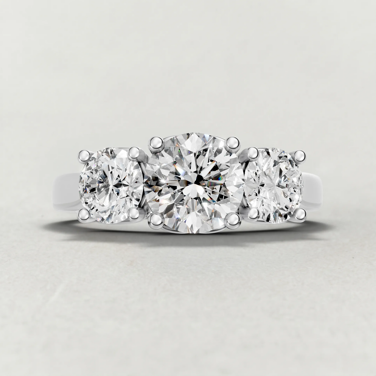 Three-Stone Side Diamond Engagement Ring (70673) in Platinum zoomed in on diamond