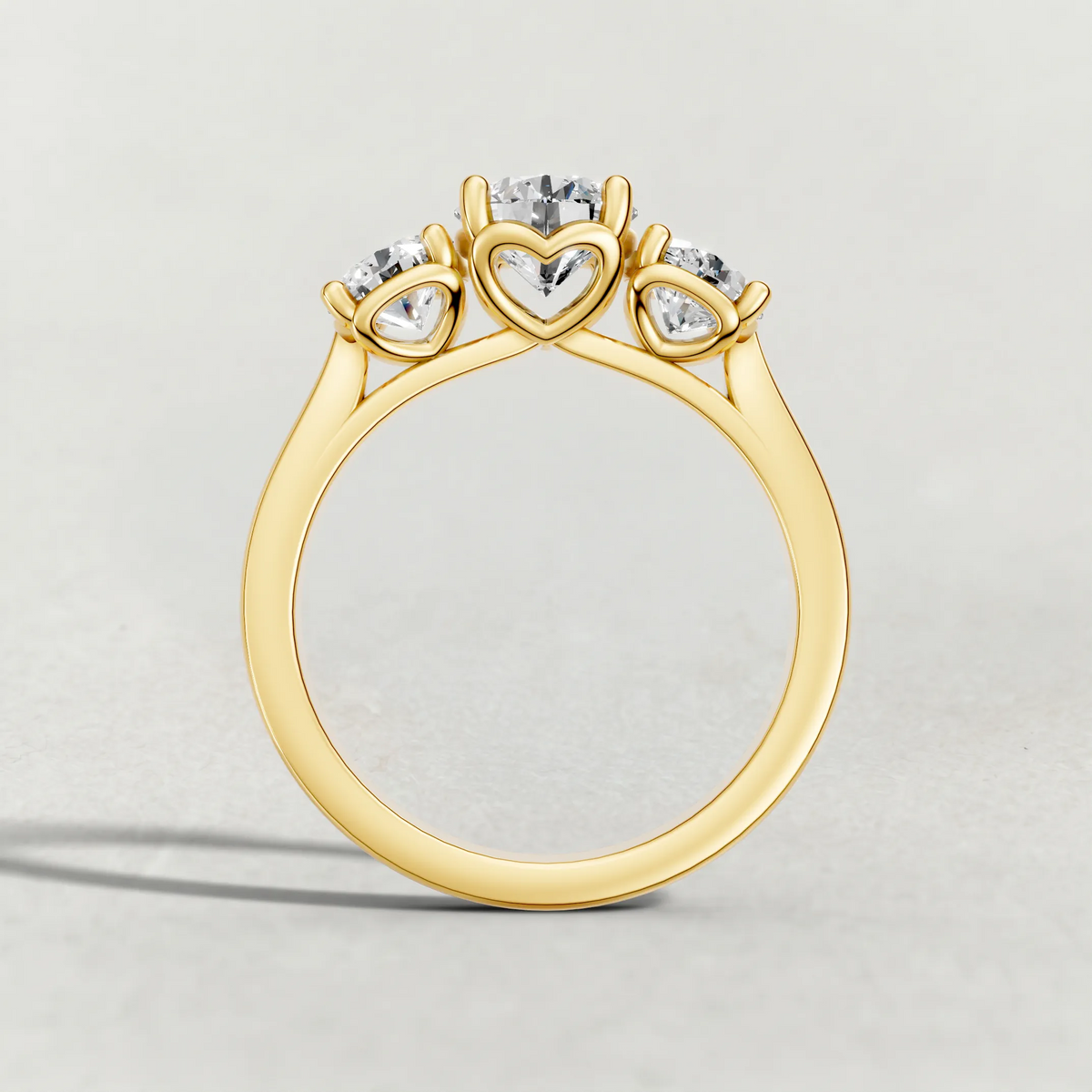 Three-Stone Side Diamond Engagement Ring (70673) in Yellow Gold from front angle