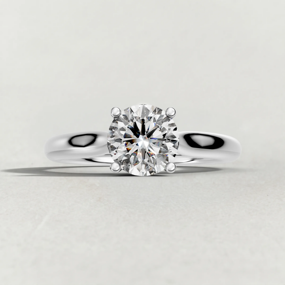 Tapered Four-Prong Solitaire Engagement Ring (70686) in White Gold zoomed in on diamond