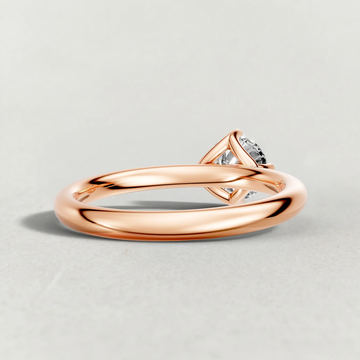 Compass-Set Solitaire Engagement Ring (70690) in Rose Gold from back angle