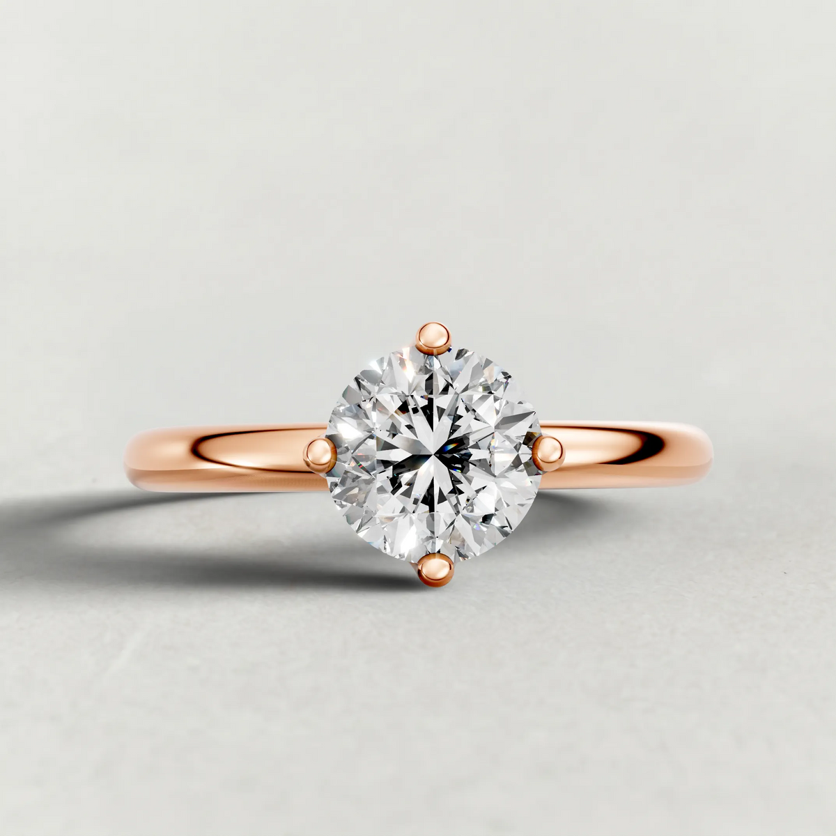 Compass-Set Solitaire Engagement Ring (70690) in Rose Gold zoomed in on diamond