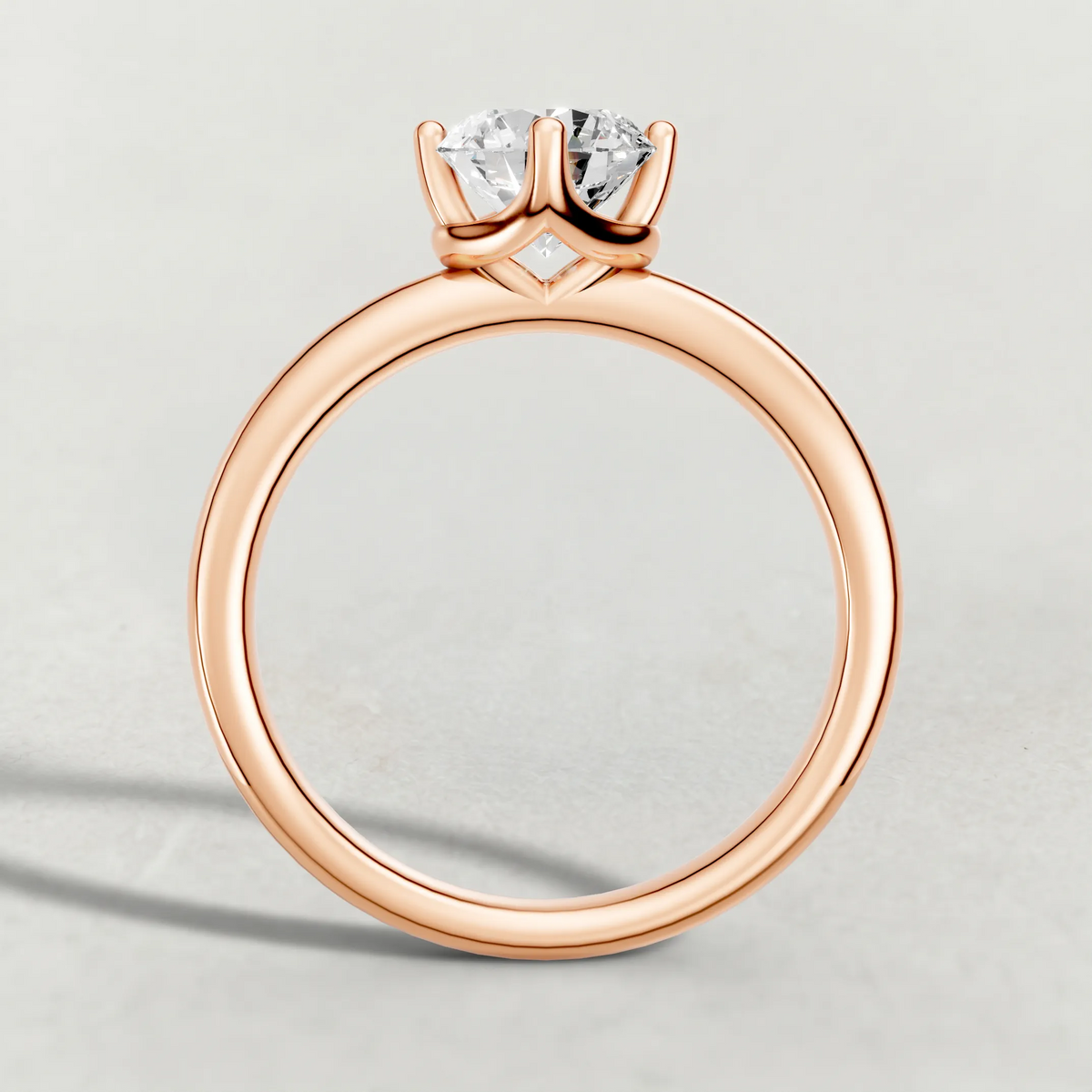 Compass-Set Solitaire Engagement Ring (70690) in Rose Gold from front angle
