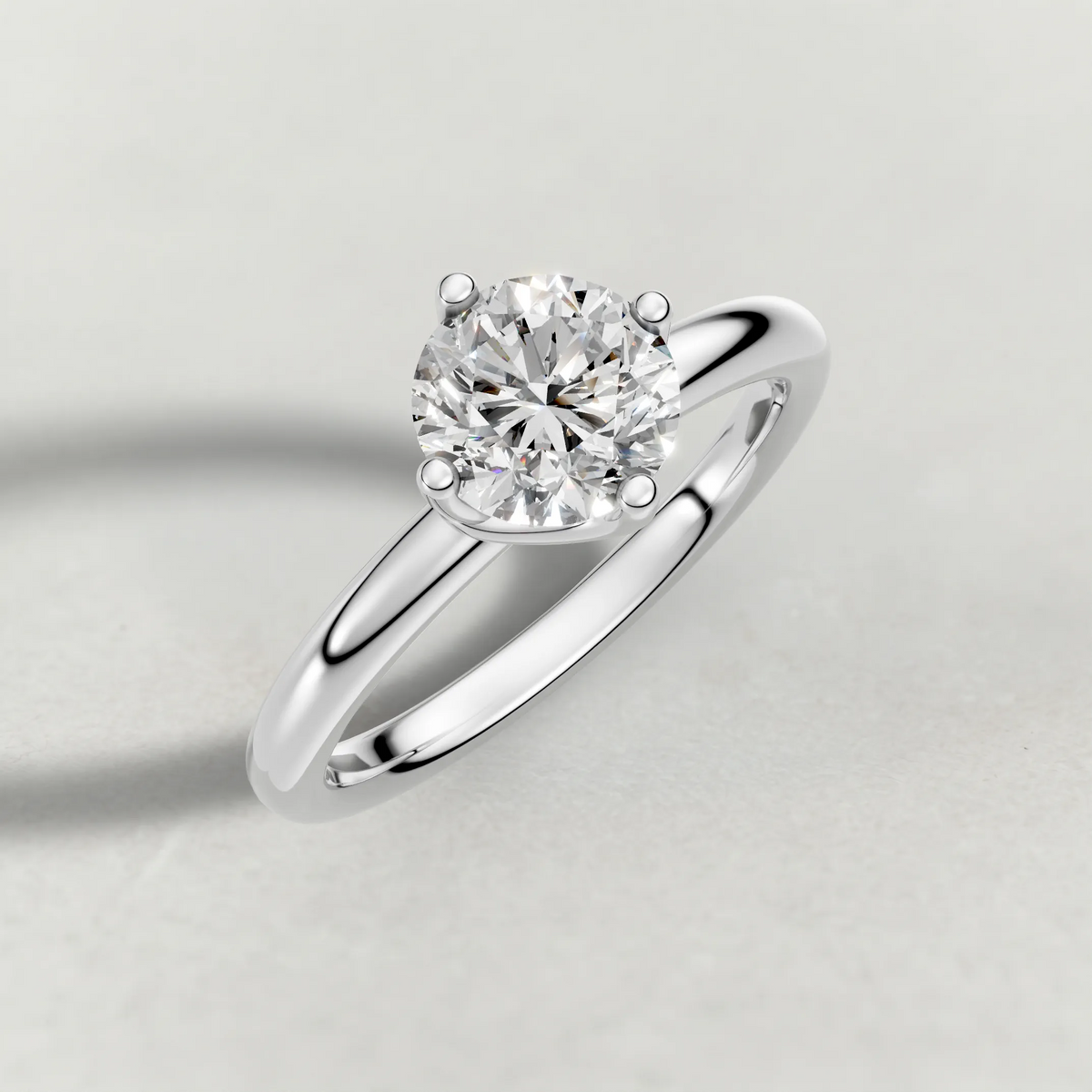 Compass-Set Solitaire Engagement Ring (70690) in White Gold from top 3/4 angle