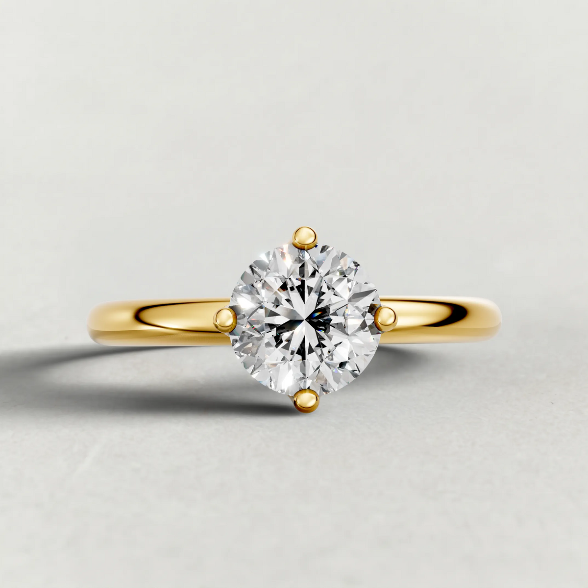 Compass-Set Solitaire Engagement Ring (70690) in Yellow Gold zoomed in on diamond