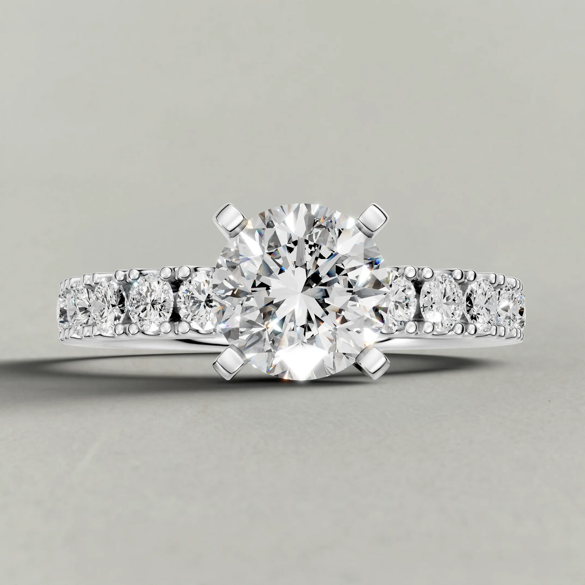 U-Prong Diamond Shoulder Engagement Ring (70695) in Platinum zoomed in on diamond