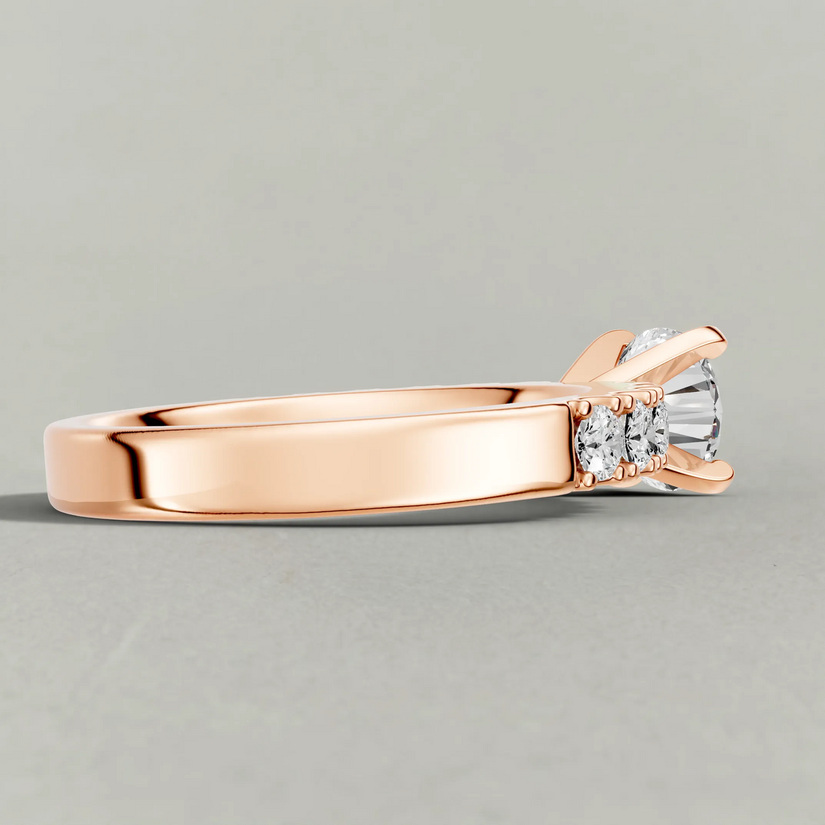 U-Prong Diamond Shoulder Engagement Ring (70695) in Rose Gold from back angle