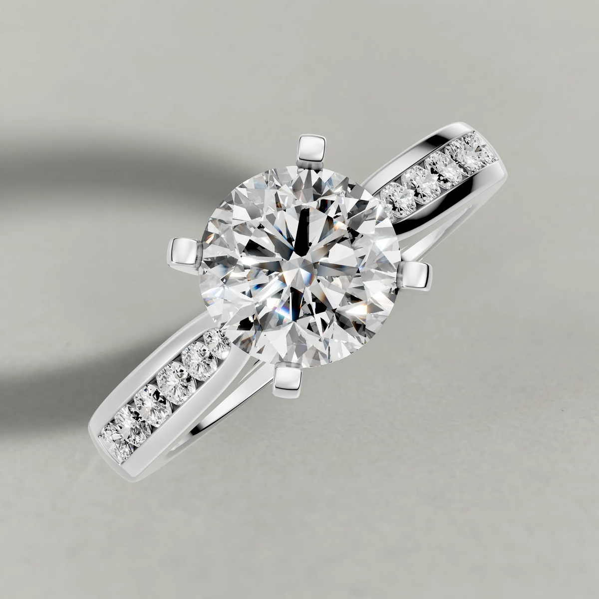 Channel-Set Engagement Ring (70809) in Platinum from top 3/4 angle