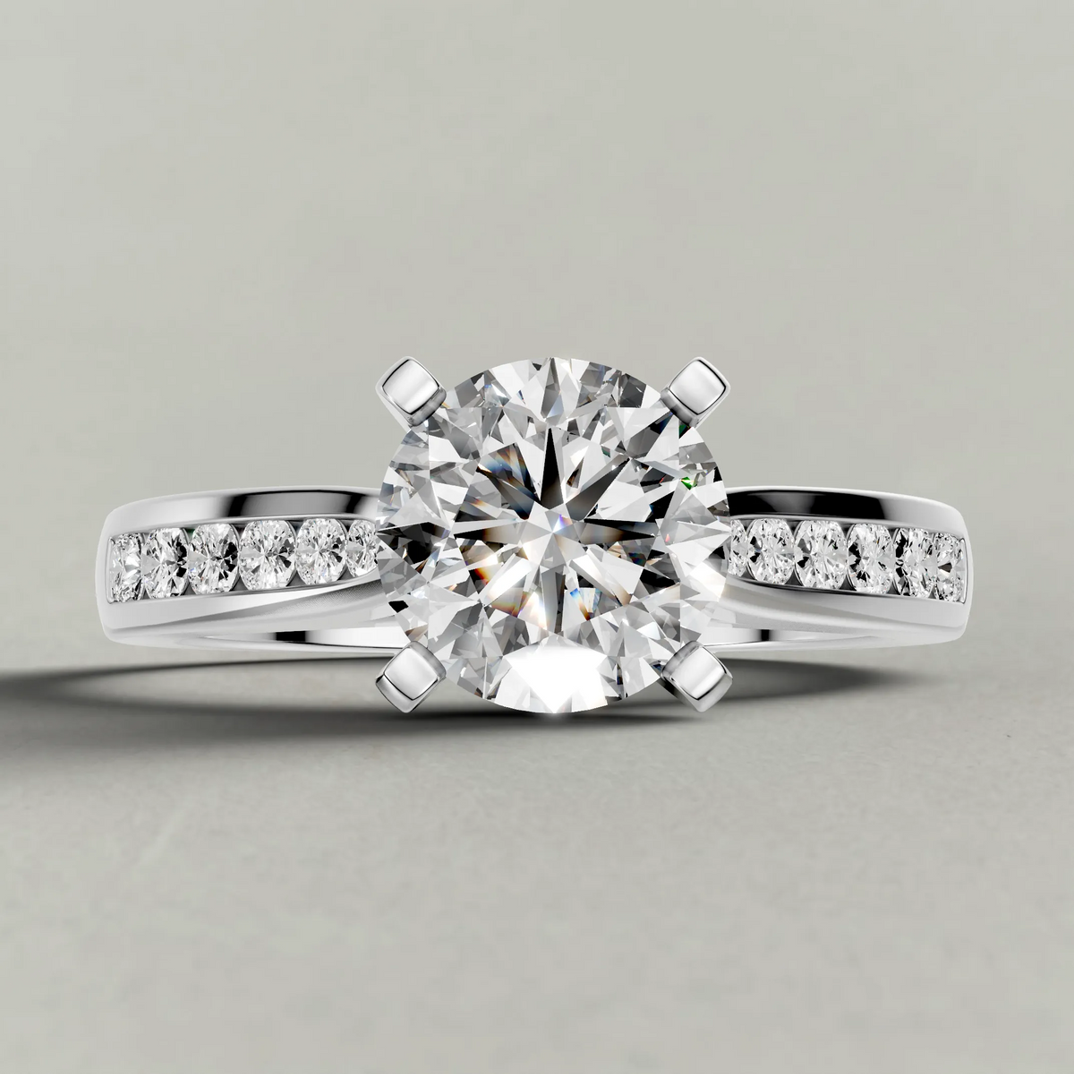 Channel-Set Engagement Ring (70809) in White Gold zoomed in on diamond