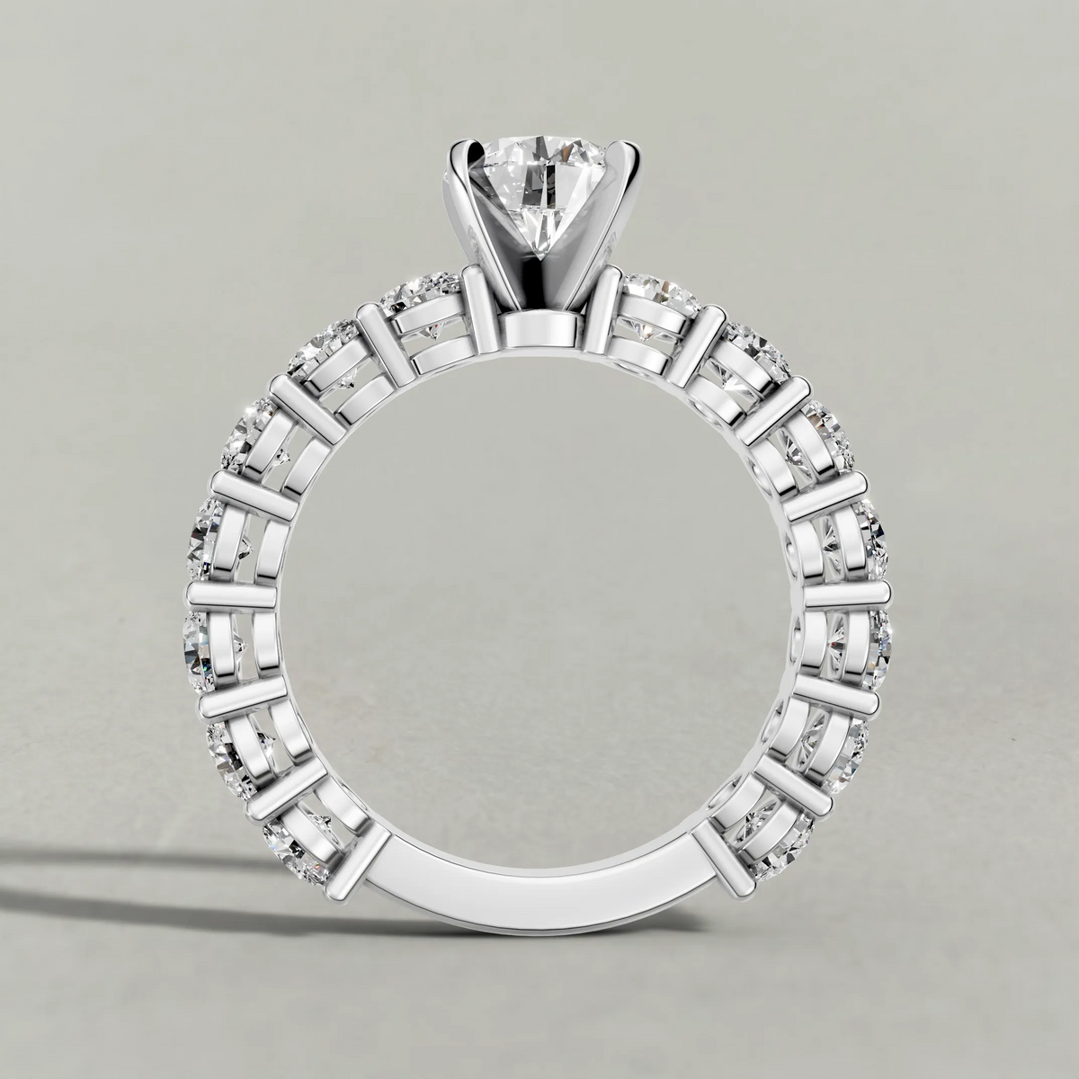 Graduated Diamond Band Engagement Ring (70856) in Platinum from front angle