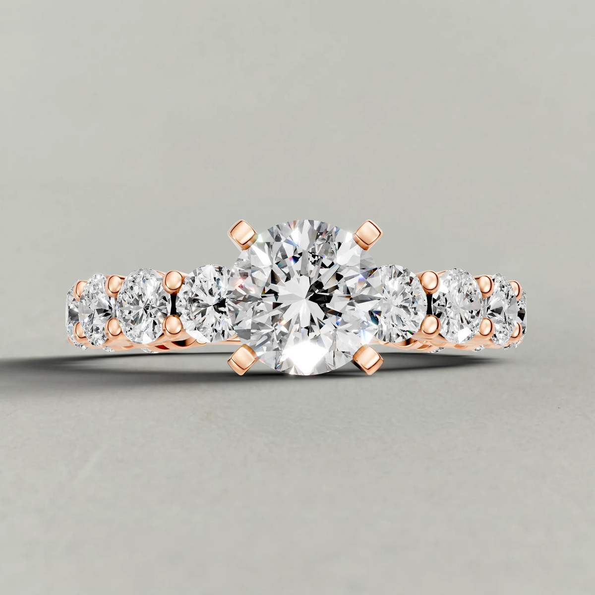Graduated Diamond Band Engagement Ring (70856) in Rose Gold zoomed in on diamond